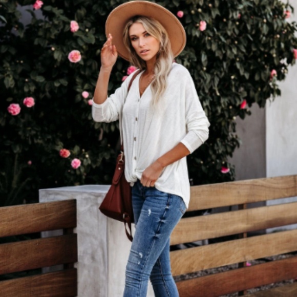 JEANIE Button Down Tie Front Shirt - Picture 7 of 8